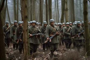 Deutsche Soldaten im Welt Krieg ii. neural Netzwerk ai generiert foto