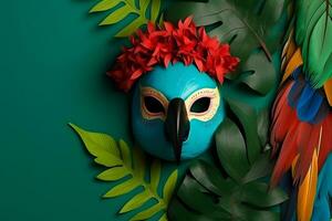 ein venezianisch, Karneval gras Maske oder Verkleidung Hintergrund. neural Netzwerk ai generiert foto