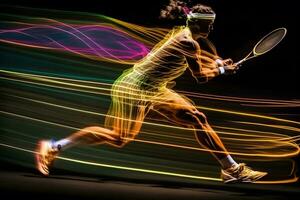 Tennis Spieler Sport Porträt abstrakt Hintergrund. neural Netzwerk ai generiert foto