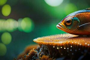 ein Fisch ist Sitzung auf oben von ein Anemone. KI-generiert foto