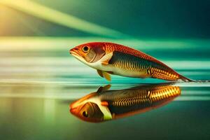 ein Fisch ist reflektiert im das Wasser. KI-generiert foto