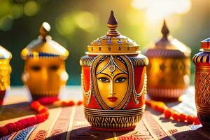 künstlerisch indisch Keramik. KI-generiert foto