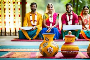 indisch Hochzeit Zeremonie im Indien. KI-generiert foto