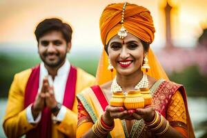 indisch Hochzeit im Mumbai. KI-generiert foto