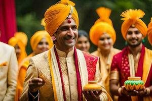 indisch Hochzeit Zeremonie im Delhi. KI-generiert foto