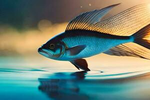 ein Fisch ist Schwimmen im das Wasser. KI-generiert foto