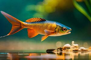 ein Fisch Schwimmen im das Wasser. KI-generiert foto