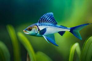 Blau Fisch im das Aquarium. KI-generiert foto