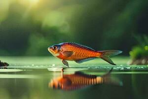 Foto Hintergrund das Himmel, Wasser, Fisch, Teich, Teich, Wasser, Teich, Wasser,. KI-generiert