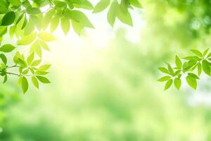 Grün Blätter auf ein sonnig Tag. KI-generiert foto