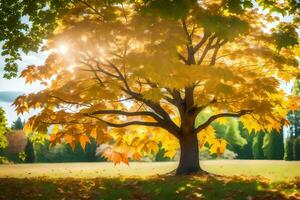 Herbst Baum im das Park. KI-generiert foto