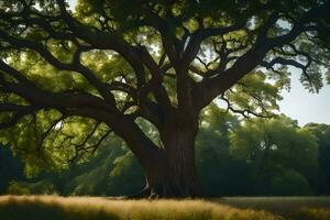 das Baum ist im das Mitte von ein Feld. KI-generiert foto