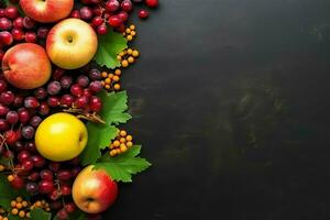 das Erntedankfest Tag oder Herbst Komposition mit Kürbis, Orangen, Blätter oder Hähnchen. das Erntedankfest Essen Konzept durch ai generiert foto