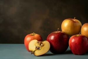 traditionell Essen von jüdisch Neu Jahr Urlaub von Tradition oder Religion. rosh hashanah mit Kopieren Raum Konzept durch ai generiert foto