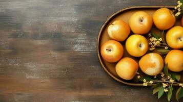 traditionell Essen von jüdisch Neu Jahr Urlaub von Tradition oder Religion. rosh hashanah mit Kopieren Raum Konzept durch ai generiert foto