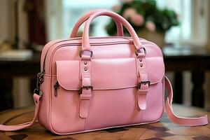 schön Eleganz und Luxus Mode Frauen Handtasche oder Geldbeutel. ein Glanz weiblich Leder Hand gemacht Tasche Konzept durch ai generiert foto