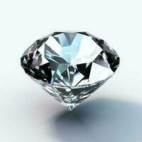 Weiß glänzend klar groß Diamant oder schön Juwel isoliert auf Weiß Oberfläche. blendend klassisch Diamant Konzept durch ai generiert foto