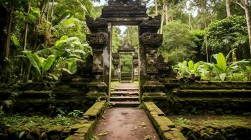 uralt pura ulun danu Bratan, besakih oder berühmt Hindu Tempel und Tourist im bali Insel beim Sonnenaufgang Konzept durch ai generiert foto