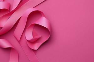 Rosa oder lila Band wie Brust Krebs oder Epilepsie Bewusstsein Symbol und Kopieren Raum. Welt Krebs Tag Konzept durch ai generiert foto