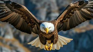 Adler frei fliegend unter das Sonnenlicht und Blau Himmel. räuberisch Vogel Jagd im Safari Osten Afrika Konzept durch ai generiert foto