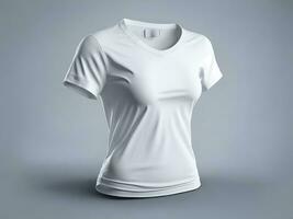 leer Weiß T-Shirt Attrappe, Lehrmodell, Simulation Design, ai generiert. foto