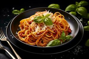 Spaghetti mit Tomate Soße, ai generativ foto