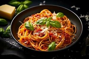 Spaghetti mit Tomate Soße, ai generativ foto