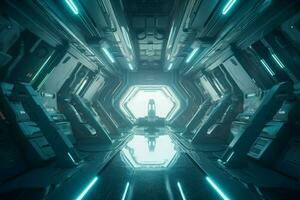 Innere Raumschiff futuristisch. generieren ai foto