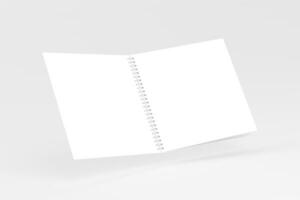 Platz Spiral- Notizbuch 3d Rendern Weiß leer Attrappe, Lehrmodell, Simulation foto