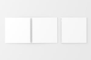 Platz Spiral- Notizbuch 3d Rendern Weiß leer Attrappe, Lehrmodell, Simulation foto