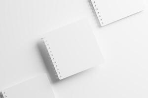 Platz Spiral- Notizbuch 3d Rendern Weiß leer Attrappe, Lehrmodell, Simulation foto