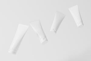 kosmetisch Tube Verpackung 3d Rendern Weiß leer Attrappe, Lehrmodell, Simulation foto