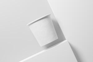 4 Unzen Papier Tasse zum Tee Kaffee Weiß leer 3d Rendern Attrappe, Lehrmodell, Simulation foto