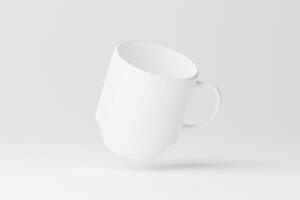 Keramik Becher Tasse zum Kaffee Tee Weiß leer 3d Rendern Attrappe, Lehrmodell, Simulation foto