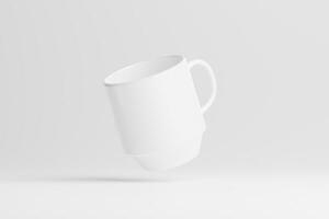 Keramik Becher Tasse zum Kaffee Tee Weiß leer 3d Rendern Attrappe, Lehrmodell, Simulation foto