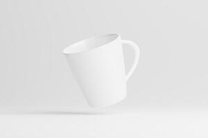 Keramik Becher Tasse zum Kaffee Tee Weiß leer 3d Rendern Attrappe, Lehrmodell, Simulation foto