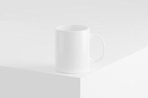 Keramik Becher Tasse zum Kaffee Tee Weiß leer 3d Rendern Attrappe, Lehrmodell, Simulation foto