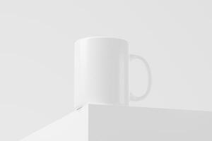 Keramik Becher Tasse zum Kaffee Tee Weiß leer 3d Rendern Attrappe, Lehrmodell, Simulation foto