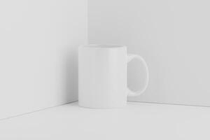 Keramik Becher Tasse zum Kaffee Tee Weiß leer 3d Rendern Attrappe, Lehrmodell, Simulation foto