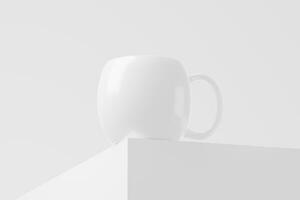 Keramik Becher Tasse zum Kaffee Tee Weiß leer 3d Rendern Attrappe, Lehrmodell, Simulation foto