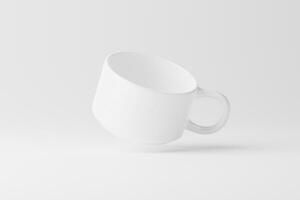 Keramik Becher Tasse zum Kaffee Tee Weiß leer 3d Rendern Attrappe, Lehrmodell, Simulation foto