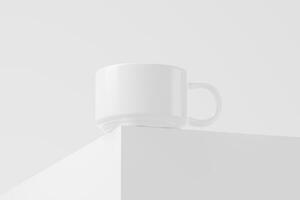 Keramik Becher Tasse zum Kaffee Tee Weiß leer 3d Rendern Attrappe, Lehrmodell, Simulation foto