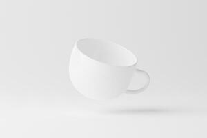 Keramik Becher Tasse zum Kaffee Tee Weiß leer 3d Rendern Attrappe, Lehrmodell, Simulation foto