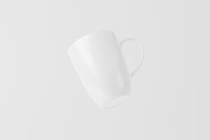 Keramik Becher Tasse zum Kaffee Tee Weiß leer 3d Rendern Attrappe, Lehrmodell, Simulation foto