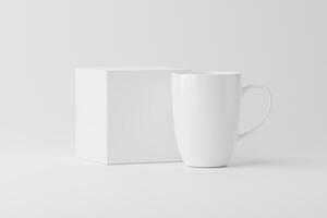 Keramik Becher Tasse zum Kaffee Tee Weiß leer 3d Rendern Attrappe, Lehrmodell, Simulation foto