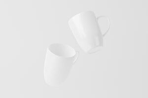 Keramik Becher Tasse zum Kaffee Tee Weiß leer 3d Rendern Attrappe, Lehrmodell, Simulation foto