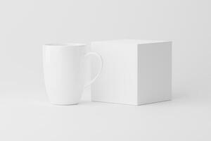 Keramik Becher Tasse zum Kaffee Tee Weiß leer 3d Rendern Attrappe, Lehrmodell, Simulation foto