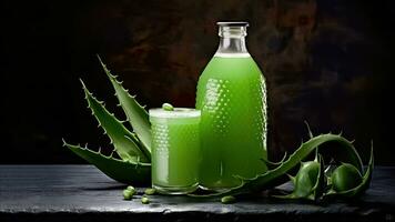 frisch Aloe Blätter und Saft zum Marketing - - generativ ai foto
