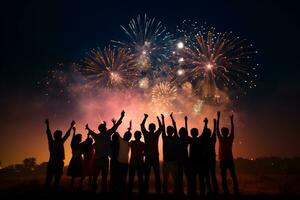 beschwingt Diwali Feier mit hell Beleuchtung und festlich Feuerwerk ai generativ foto