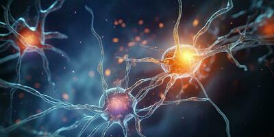 ai generiert. ai generativ. Gehirn Zellen Mensch Verstand Anatomie Medizin Hintergrund. Grafik Kunst foto